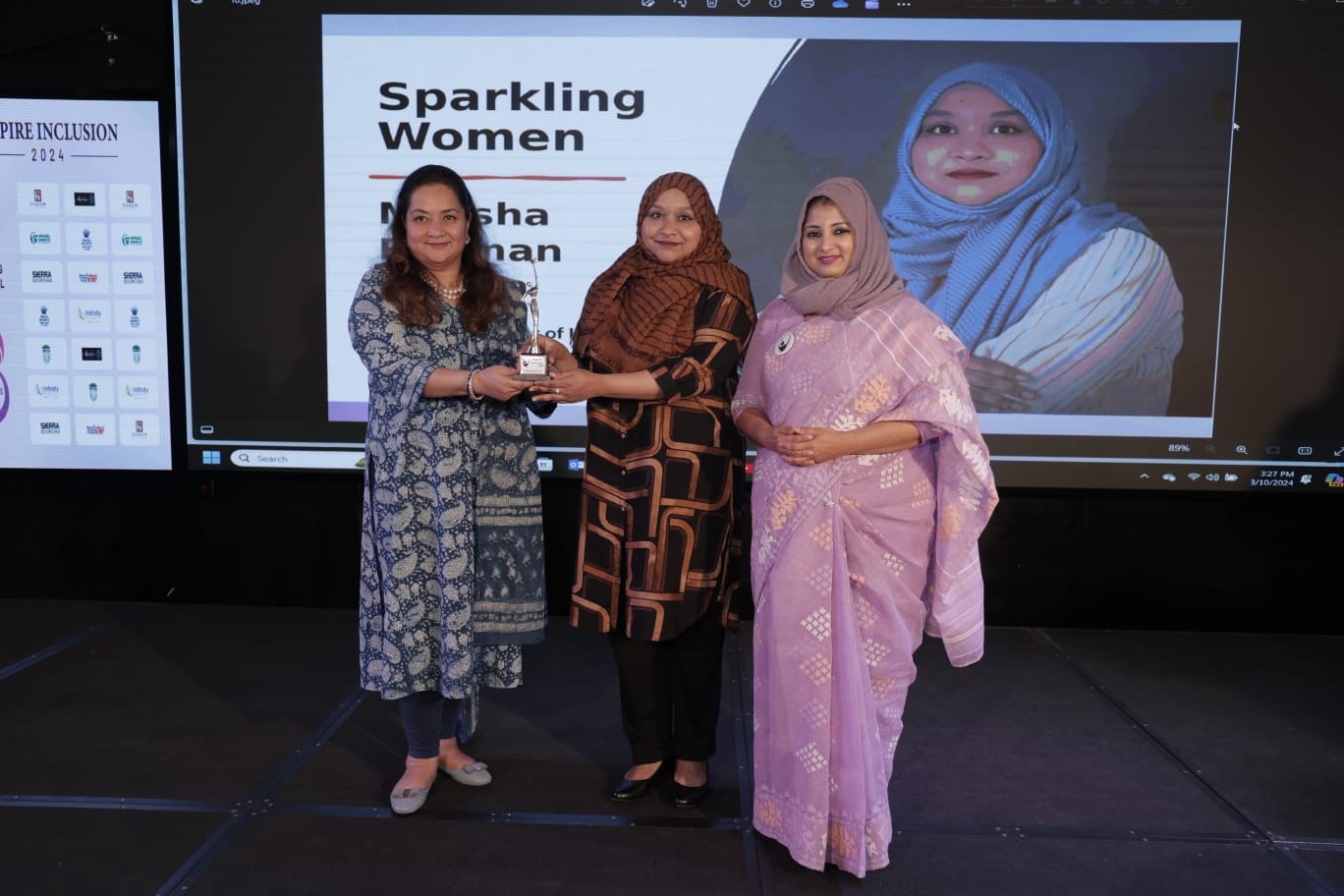 Advocates Mentorship at Textile Tech Association Event, Receives Sparkling Woman Award :Mysha Rahman